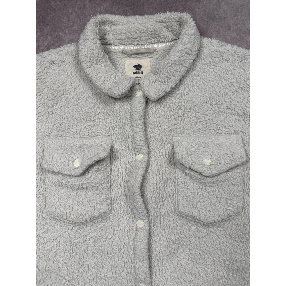 Rabbit Sherpa Fleece Shirt Jacket Cream Off White Cozy Casual Winter Women M‎ - Picture 16 of 16